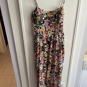 Lily Rose Multicolor Floral Dress Maxi XL Padded Cups Spaghetti Adjustable Strap